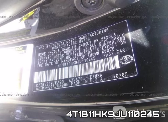 4T1B11HK9JU110245 фото 10