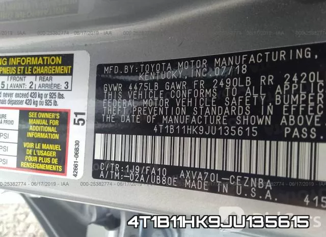 4T1B11HK9JU135615 фото 10