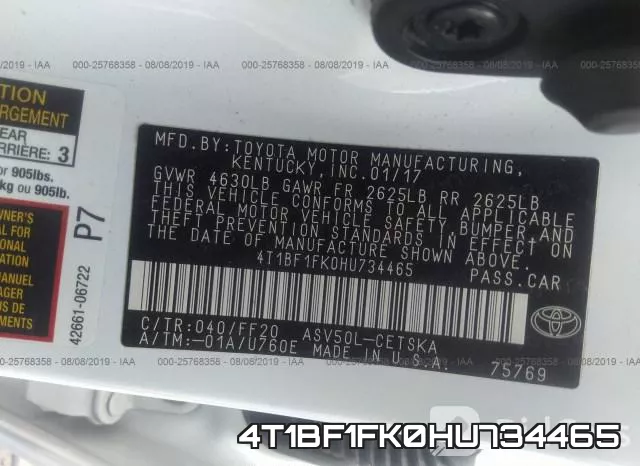 4T1BF1FK0HU734465 фото 10