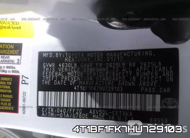 4T1BF1FK7HU729103 фото 10