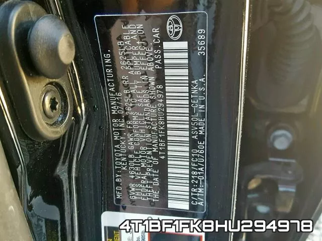 4T1BF1FK8HU294978 фото 2