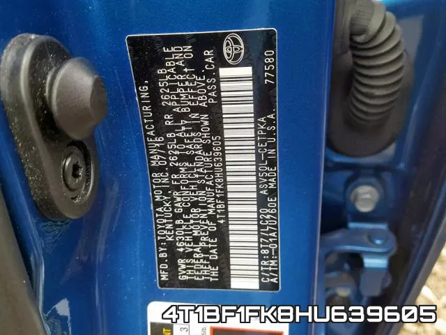 4T1BF1FK8HU639605 фото 2