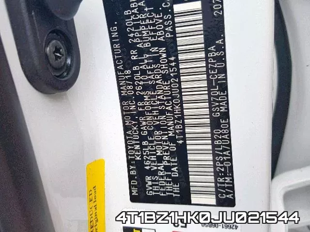 4T1BZ1HK0JU021544 фото 2