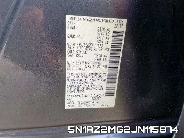 5N1AZ2MG2JN115874 фото 2