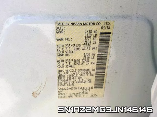 5N1AZ2MG3JN146146 фото 2