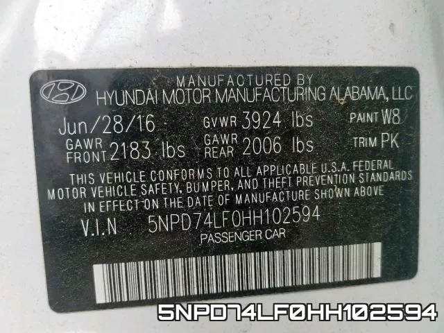 5NPD74LF0HH102594 фото 2