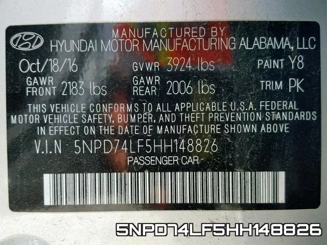 5NPD74LF5HH148826 фото 2
