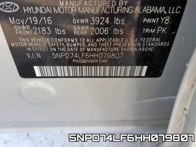 5NPD74LF6HH079807 фото 2