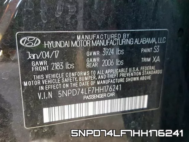 5NPD74LF7HH176241 фото 2