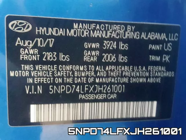 5NPD74LFXJH261001 фото 2