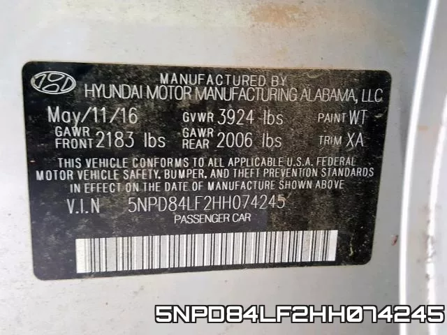 5NPD84LF2HH074245 фото 2