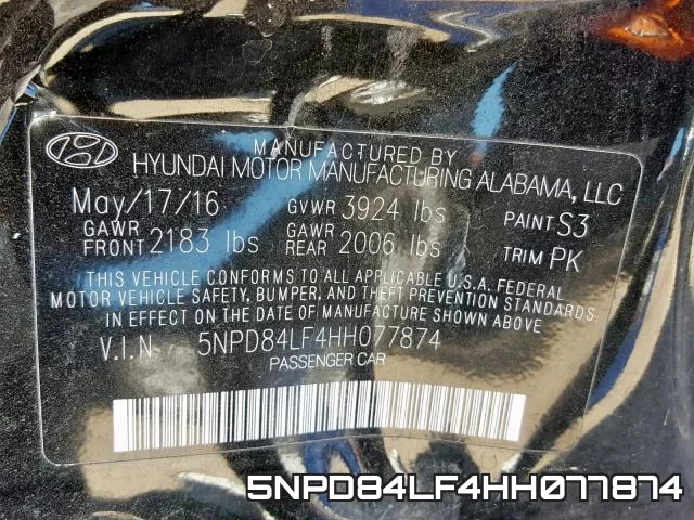 5NPD84LF4HH077874 фото 2