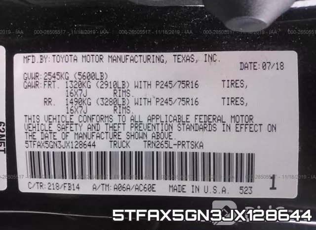 5TFAX5GN3JX128644 фото 10