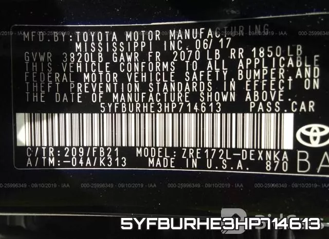 5YFBURHE3HP714613 фото 10