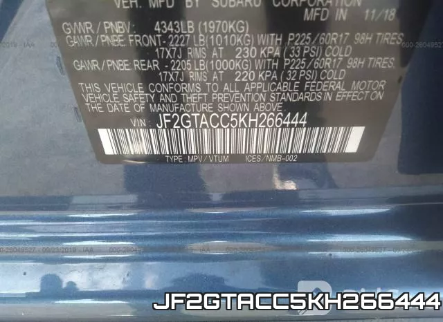 JF2GTACC5KH266444 фото 10