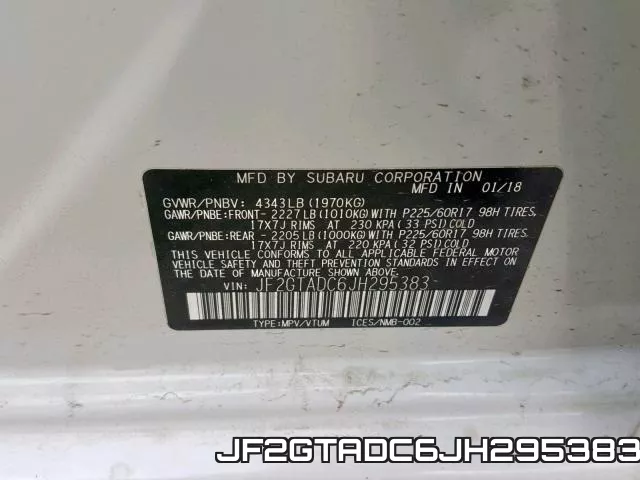 JF2GTADC6JH295383 фото 2