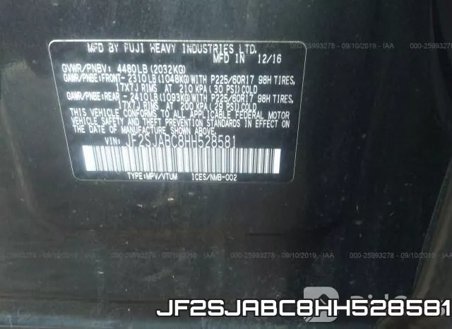 JF2SJABC8HH528581 фото 10