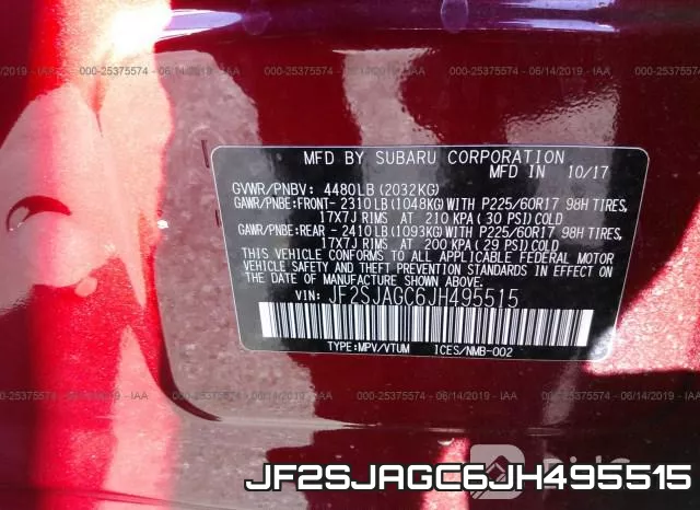 JF2SJAGC6JH495515 фото 10