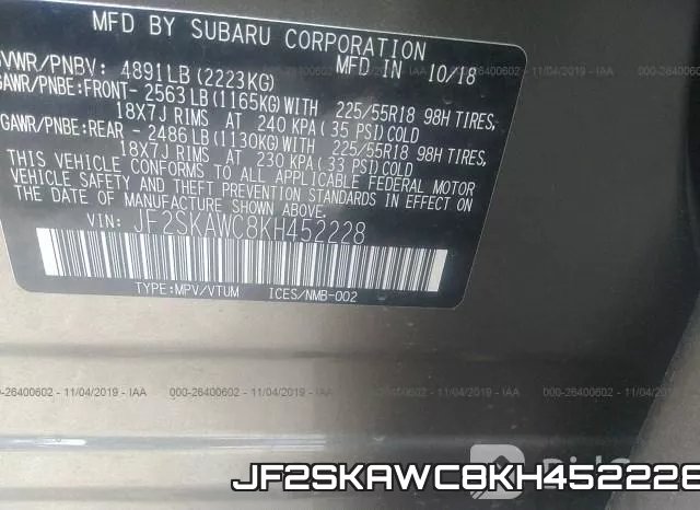 JF2SKAWC8KH452228 фото 10