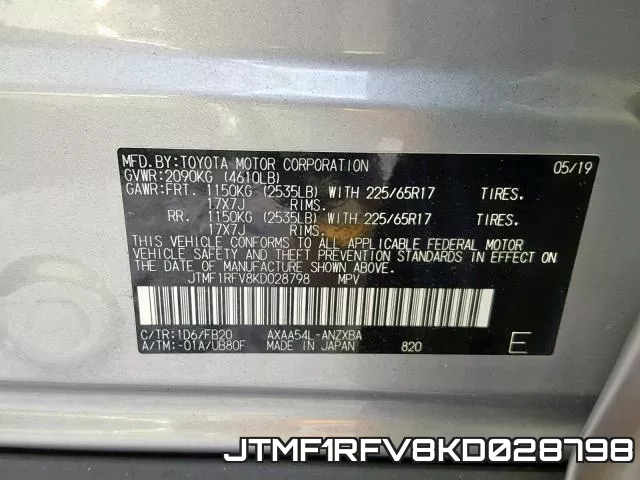 JTMF1RFV8KD028798 фото 2