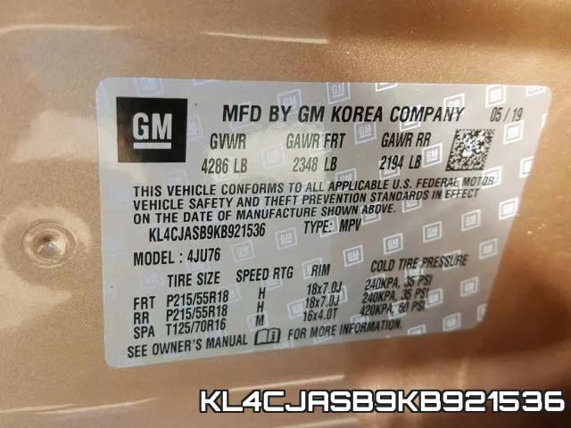 KL4CJASB9KB921536 фото 2