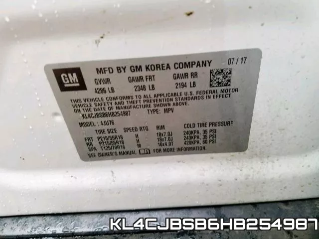 KL4CJBSB6HB254987 фото 2