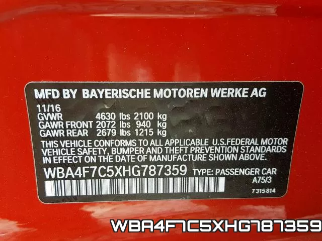 WBA4F7C5XHG787359 фото 2