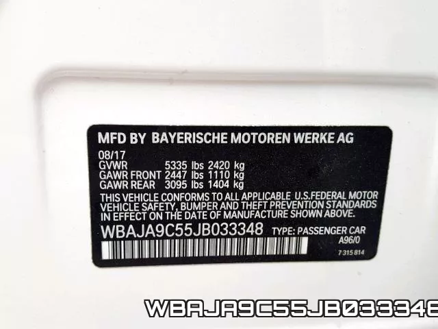 WBAJA9C55JB033348 фото 2