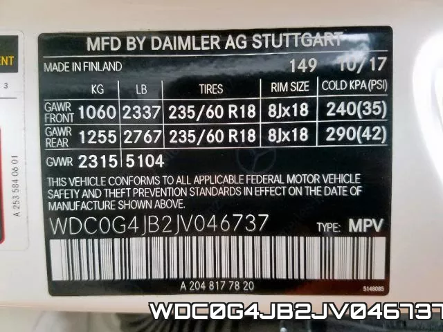 WDC0G4JB2JV046737 фото 2