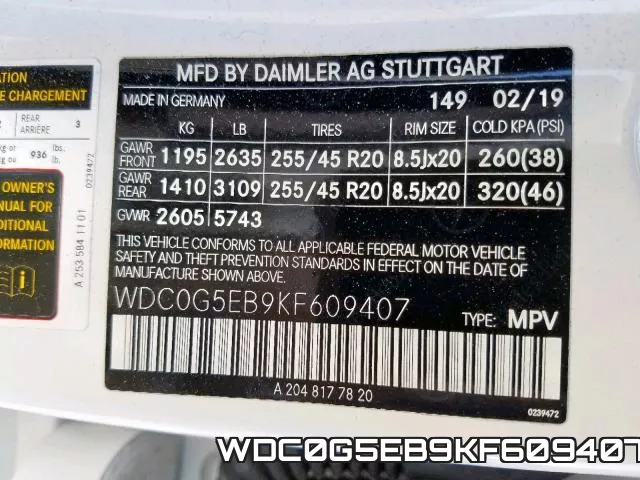 WDC0G5EB9KF609407 фото 2