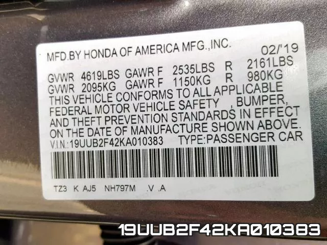 19UUB2F42KA010383 фото 2