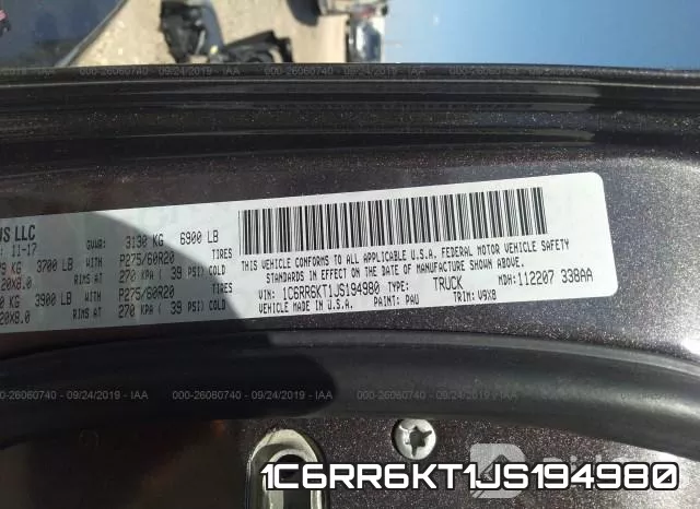 1C6RR6KT1JS194980 фото 10