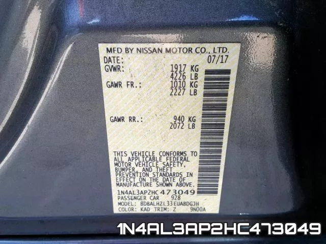 1N4AL3AP2HC473049 фото 2