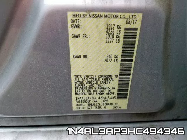 1N4AL3AP3HC494346 фото 2