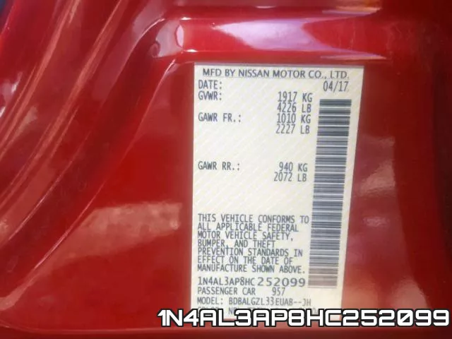 1N4AL3AP8HC252099 фото 2