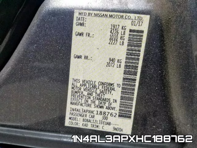1N4AL3APXHC188762 фото 2