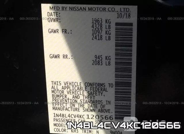 1N4BL4CV4KC120566 фото 10
