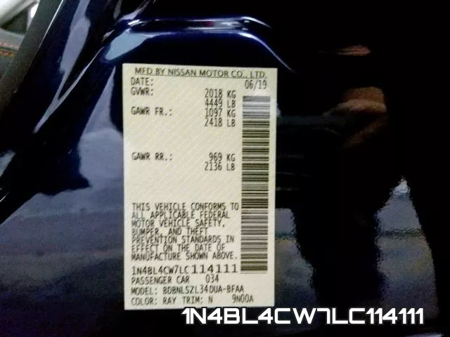 1N4BL4CW7LC114111 фото 2