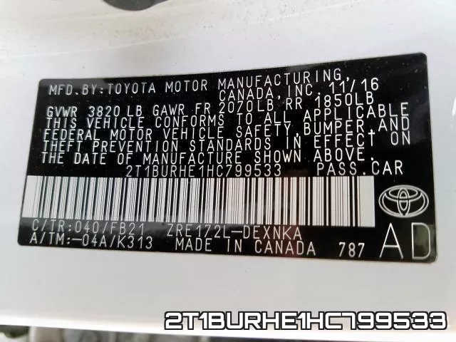 2T1BURHE1HC799533 фото 2