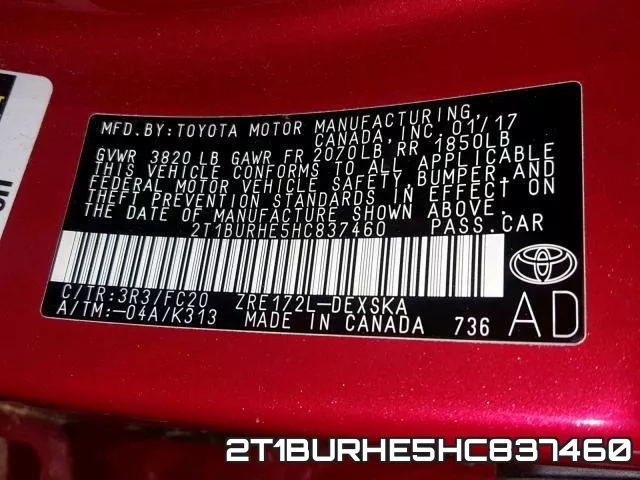 2T1BURHE5HC837460 фото 2