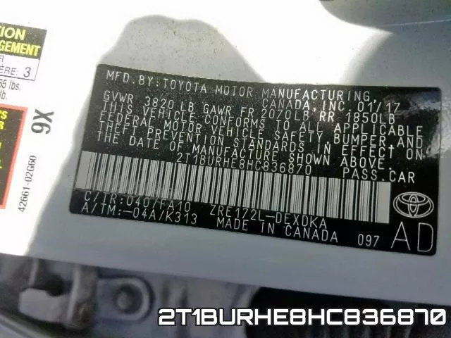 2T1BURHE8HC836870 фото 2