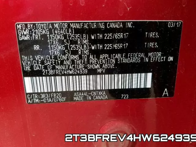2T3BFREV4HW624939 фото 2