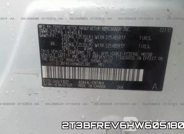 2T3BFREV6HW605180 фото 10