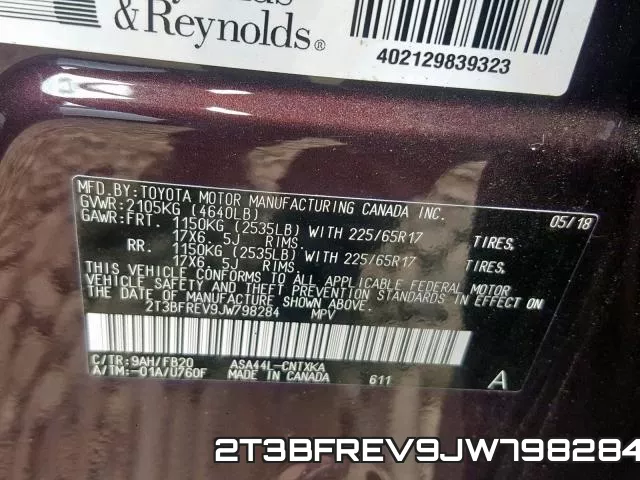 2T3BFREV9JW798284 фото 2