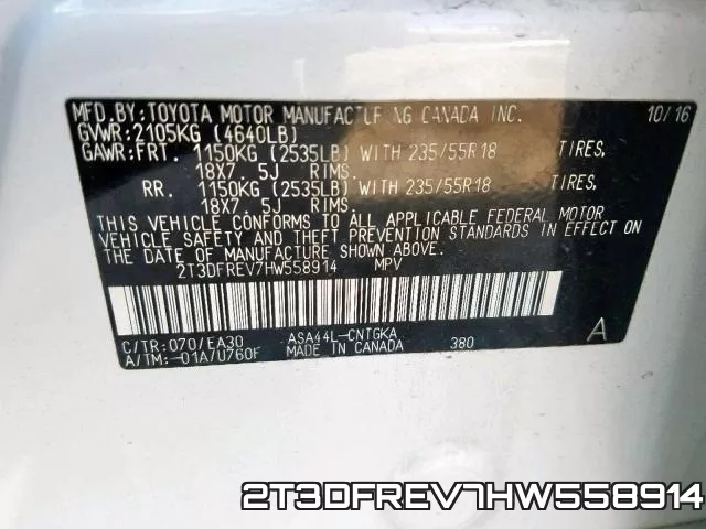 2T3DFREV7HW558914 фото 2