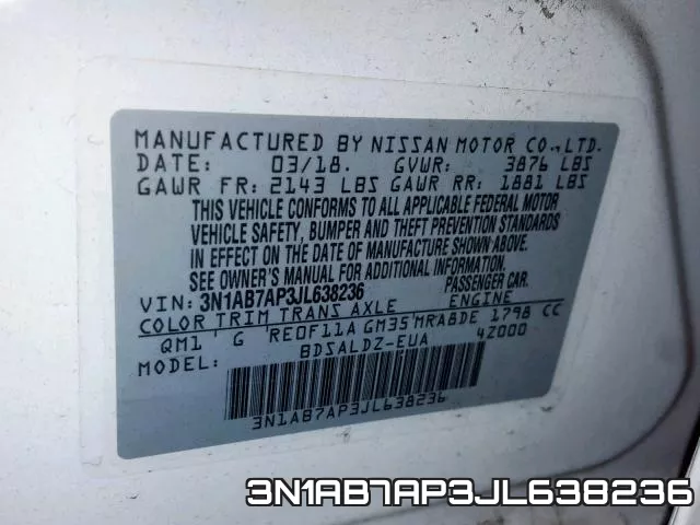 3N1AB7AP3JL638236 фото 2