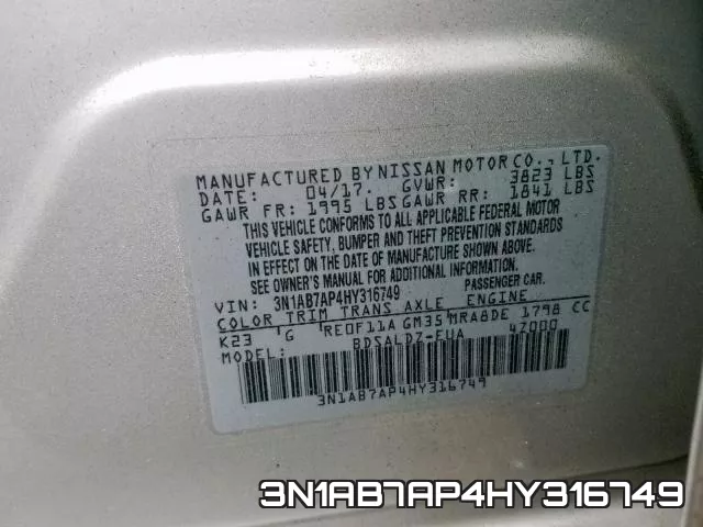 3N1AB7AP4HY316749 фото 2