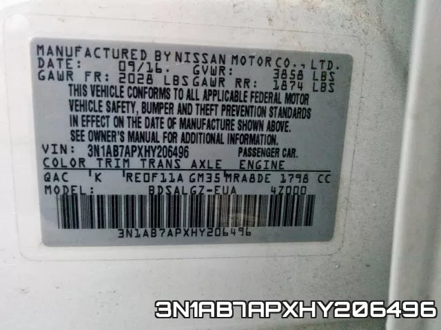 3N1AB7APXHY206496 фото 2