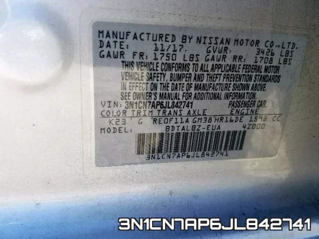 3N1CN7AP6JL842741 фото 2