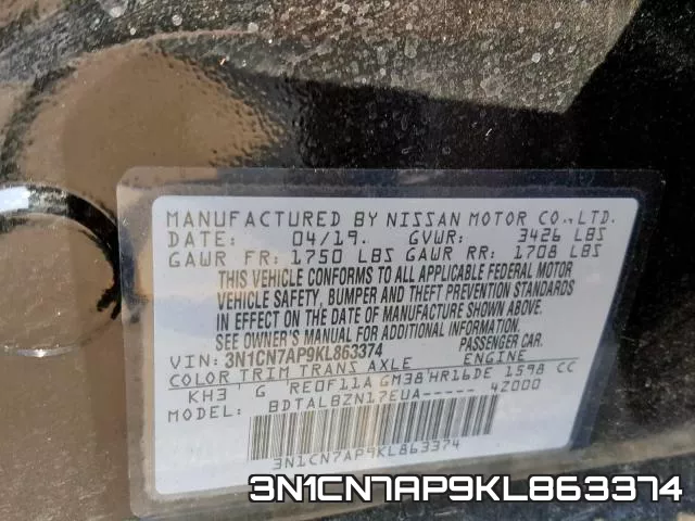 3N1CN7AP9KL863374 фото 2